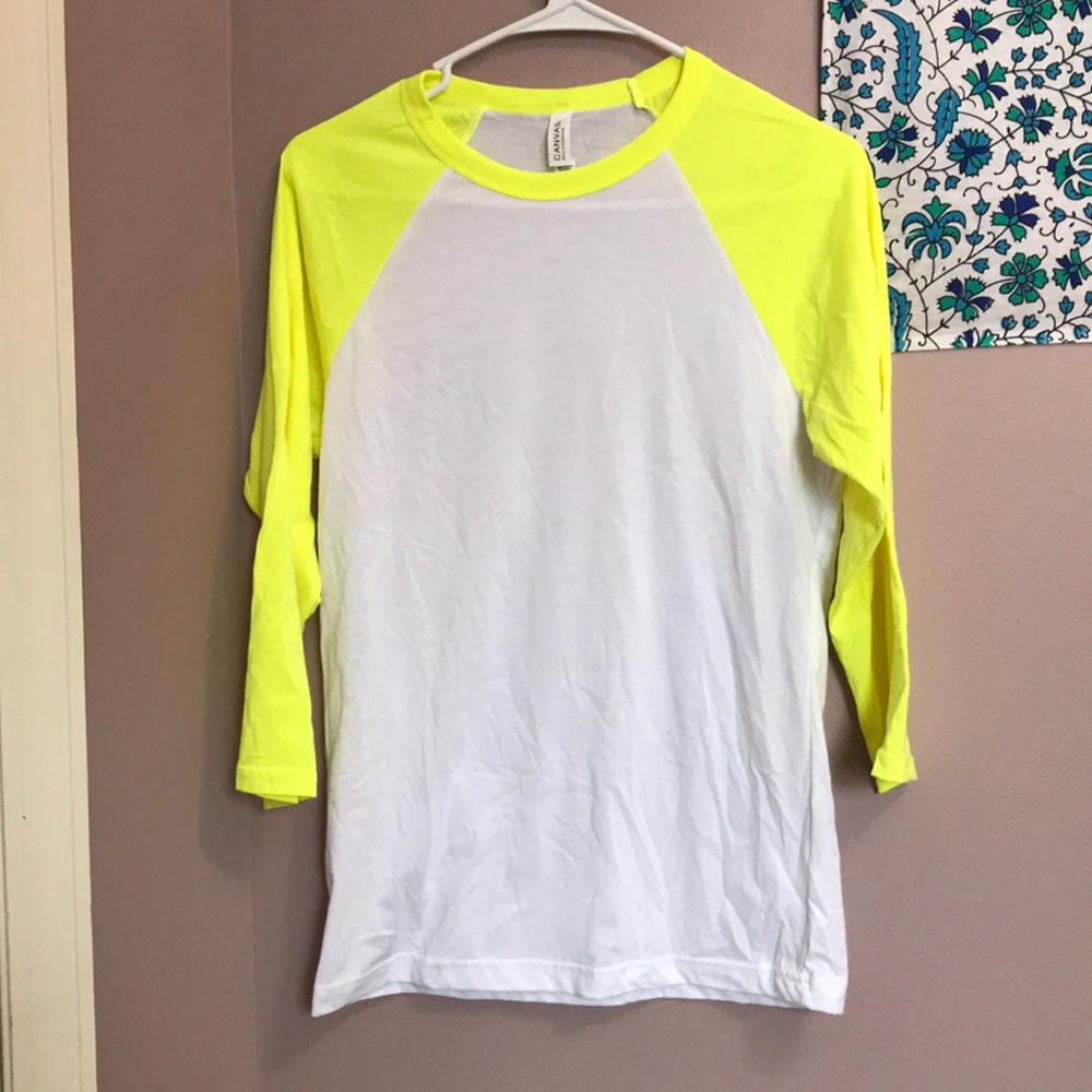 Neon yellow unisex baseball tee